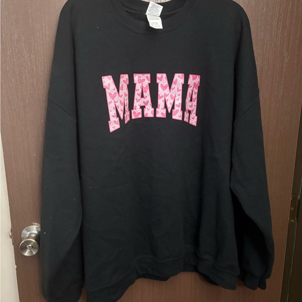 Black 'MAMA' Sweatshirt with Pink Lettering